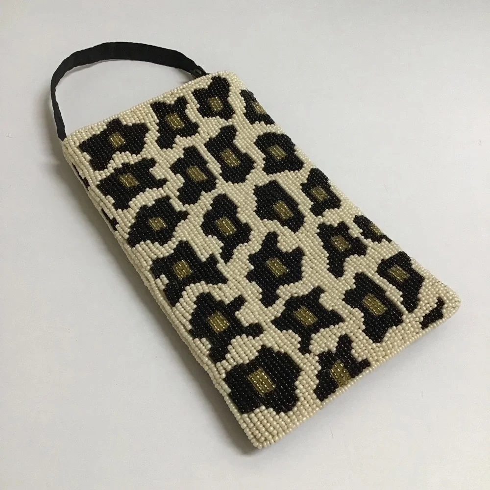 Beaded Leopard Crossbody Club Bag Wristlet Clutch Purse Wallet Bamboo Trading Co